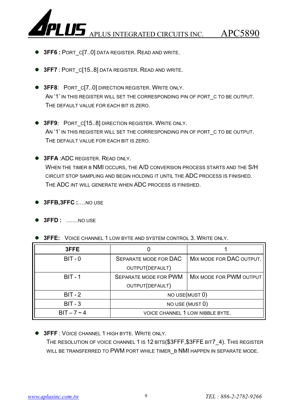 Apc5890, Aplus integrated circuits inc | Rainbow Electronics APC5890 User Manual | Page 9 / 10