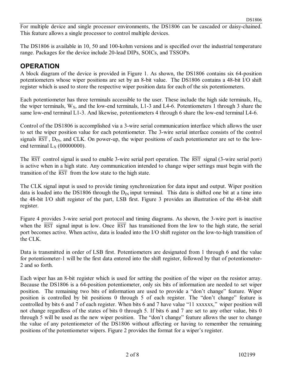 Operation | Rainbow Electronics DS1806 User Manual | Page 2 / 8