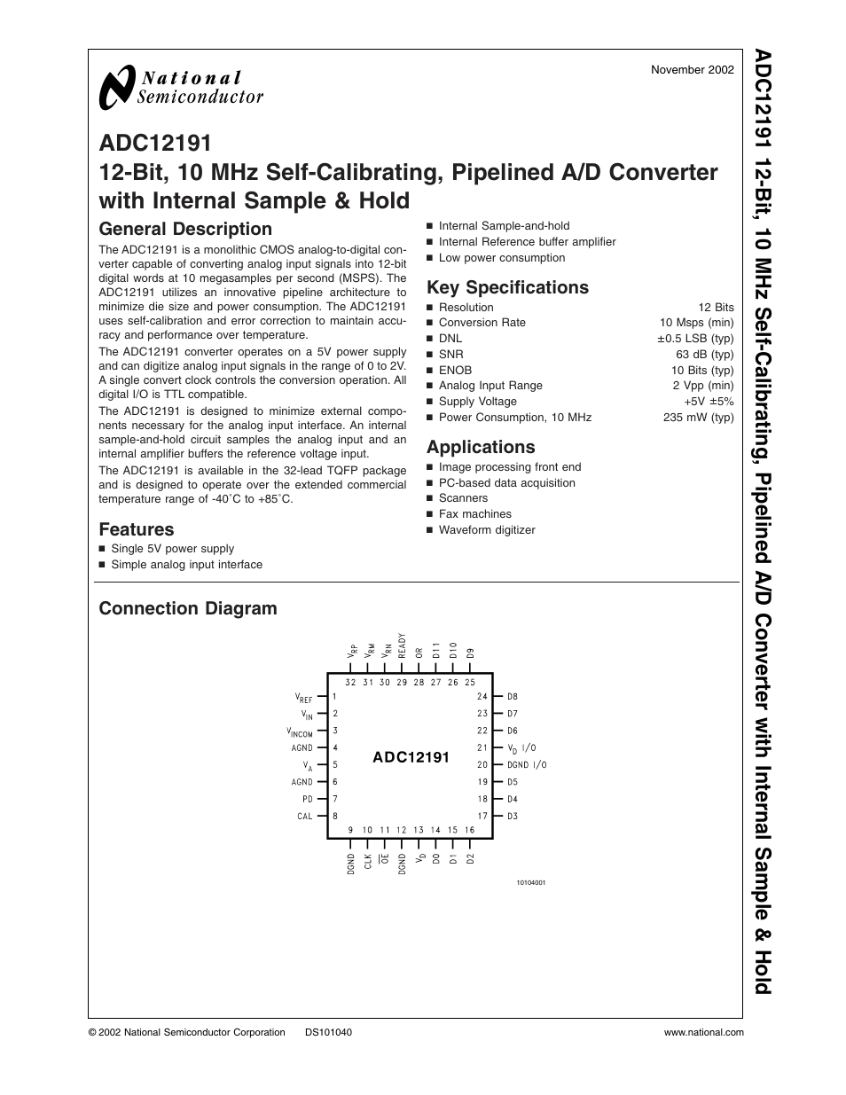 Rainbow Electronics ADC12191 User Manual | 17 pages