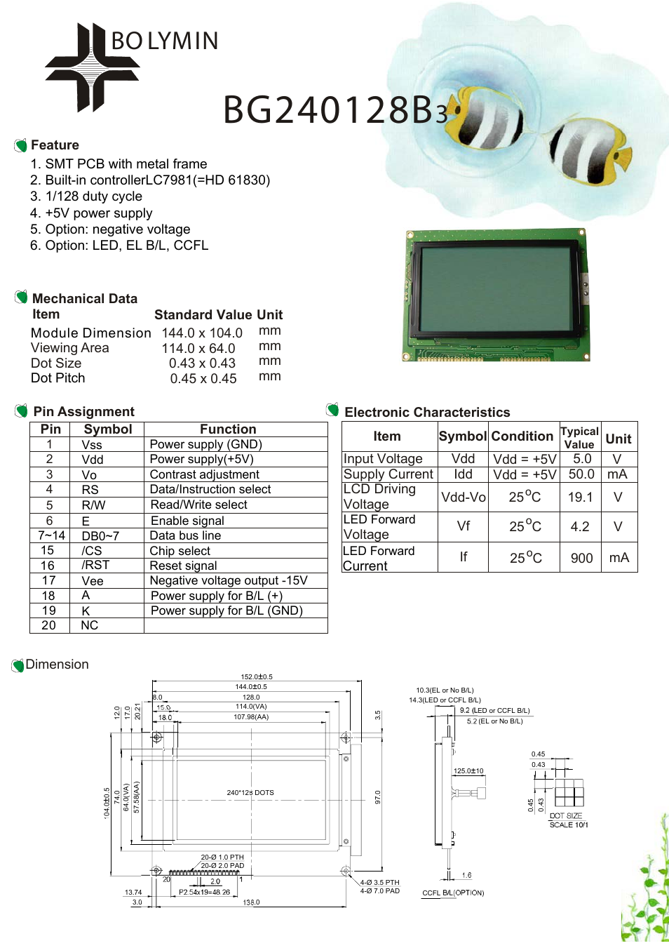 Rainbow Electronics BG240128B User Manual | 1 page