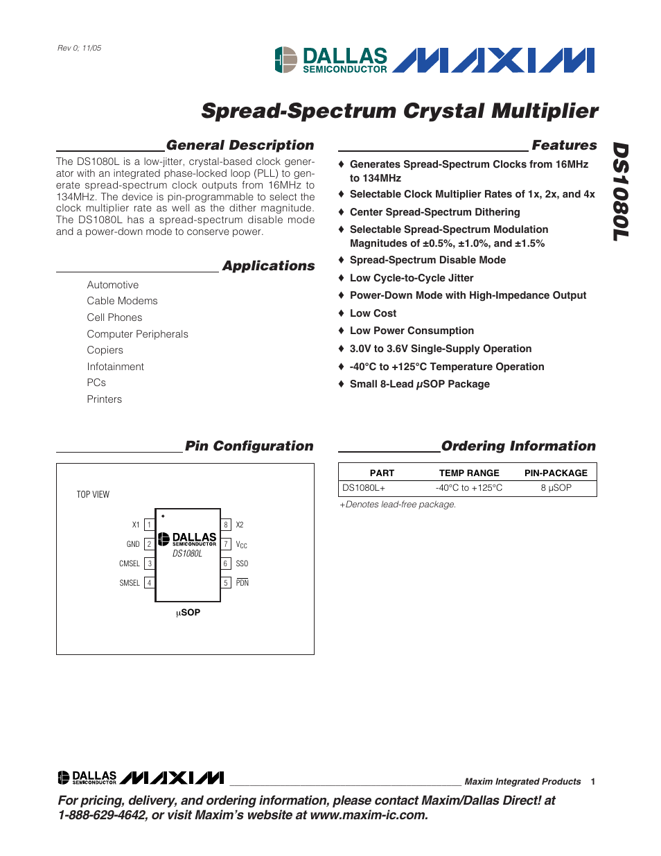 Rainbow Electronics DS1080L User Manual | 8 pages