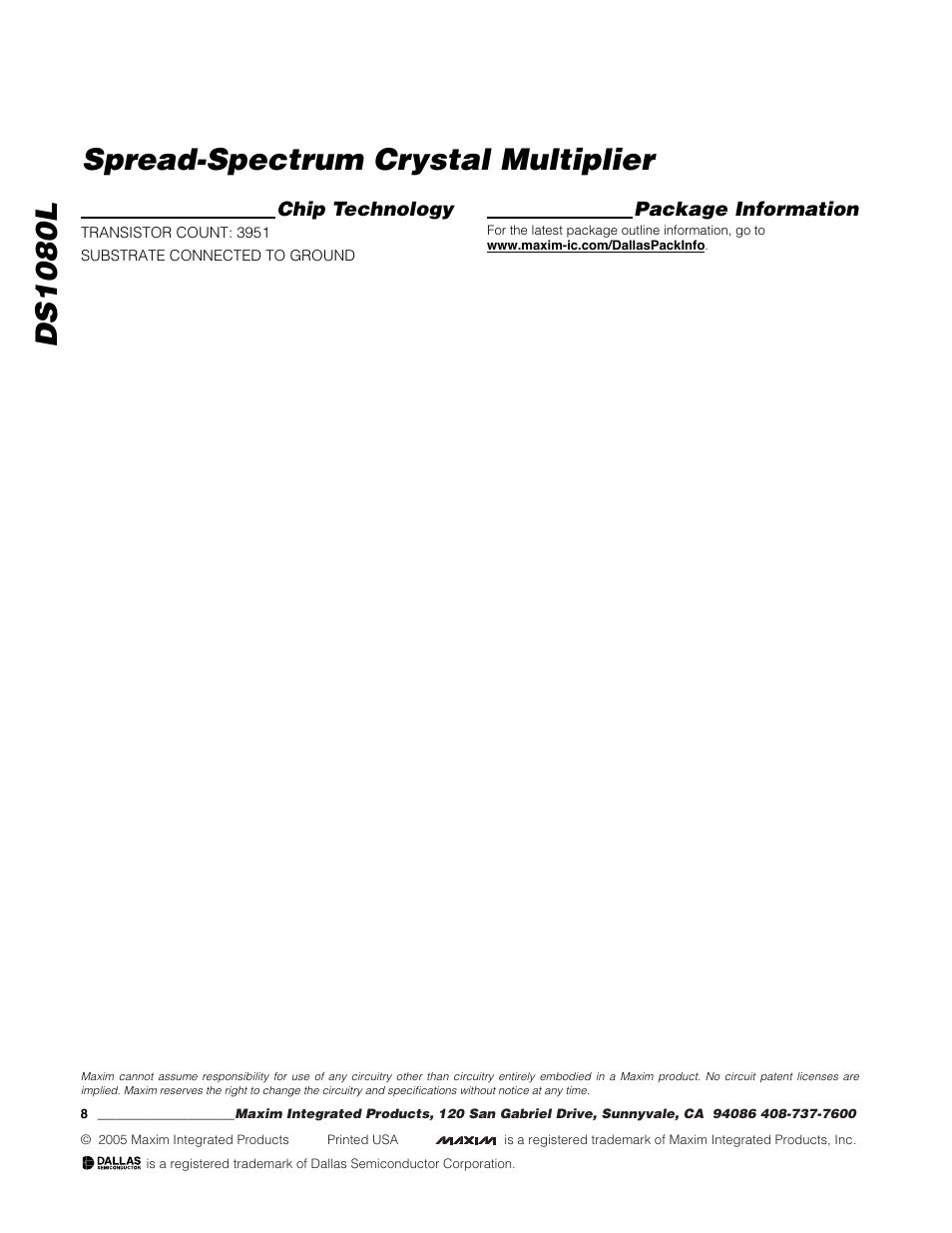Ds1080l spread-spectrum crystal multiplier | Rainbow Electronics DS1080L User Manual | Page 8 / 8