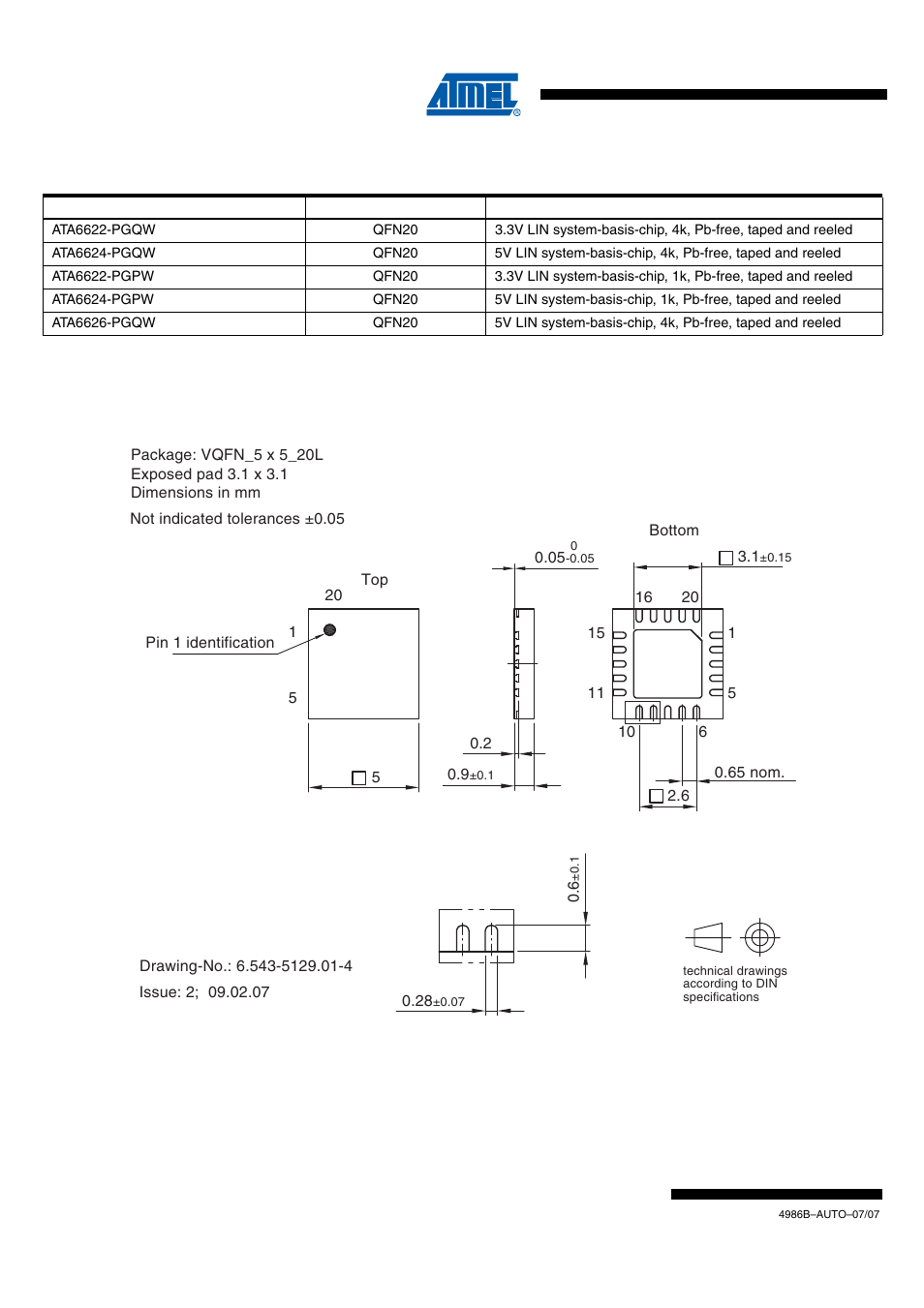 Draft, Package information 9. ordering information | Rainbow Electronics ATA6626 User Manual | Page 26 / 28