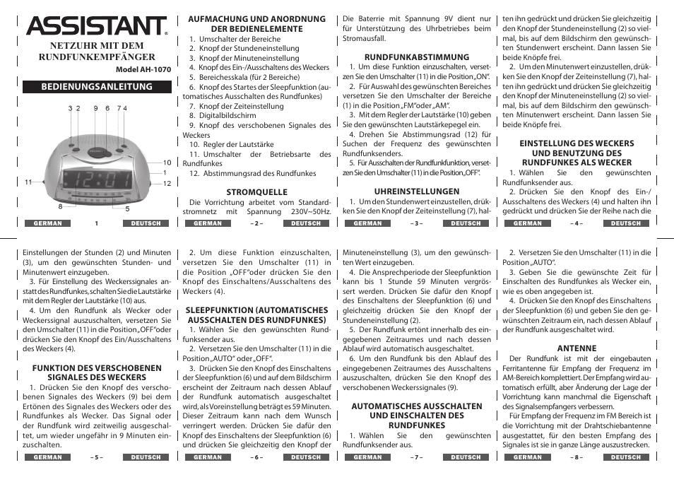 ASSISTANT AH-1070 User Manual | Page 3 / 4