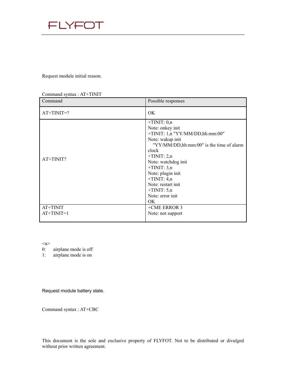 4 general commands, 1 module initial reason +tinit, 1 description | 2 syntax, 3 defined values, 2 battery state +cbc, 4 general, Commands, 1 module, Initial reason +tinit | Rainbow Electronics 900 User Manual | Page 13 / 239
