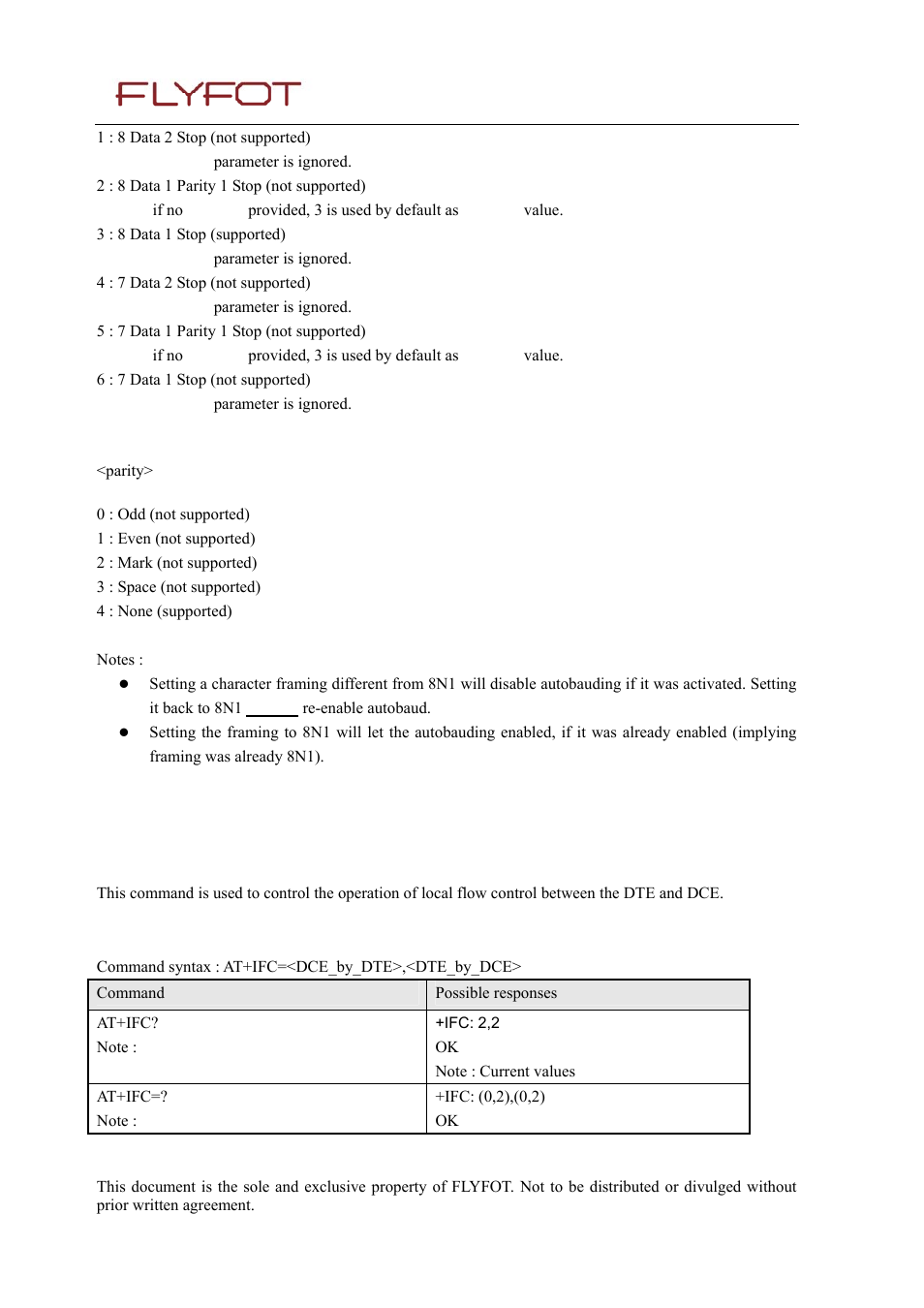 3 dte-dce local flow control +ifc, 1 description, 2 syntax | Dte-dce local flow control +ifc | Rainbow Electronics 900 User Manual | Page 144 / 239