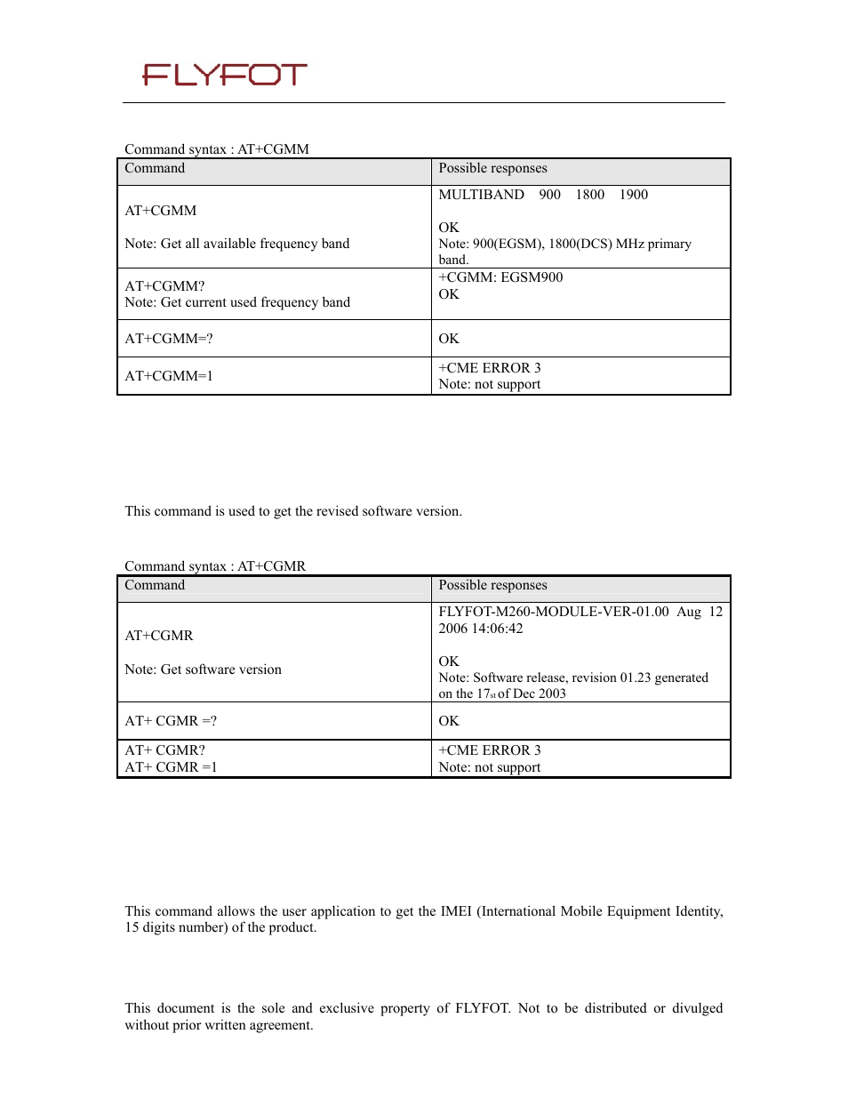 2 syntax, 5 request revision identification +cgmr, 1 description | 6 product serial number +cgsn, Request revision identification +cgmr, Product serial number +cgsn | Rainbow Electronics 900 User Manual | Page 15 / 239
