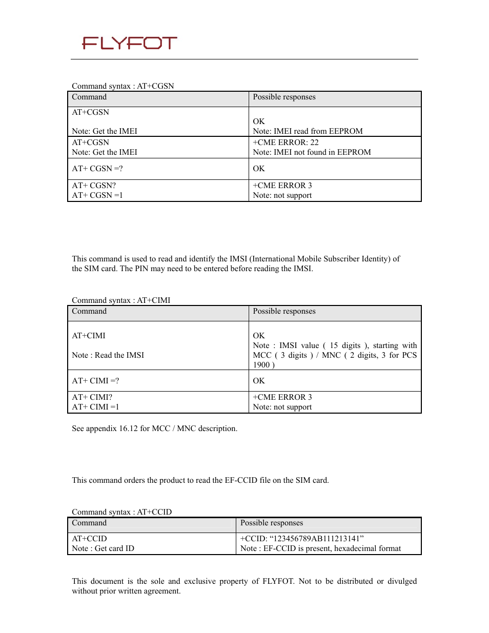 2 syntax, 7 request imsi +cimi, 1 description | 8 card identification +ccid, Request imsi +cimi, Card identification +ccid | Rainbow Electronics 900 User Manual | Page 16 / 239
