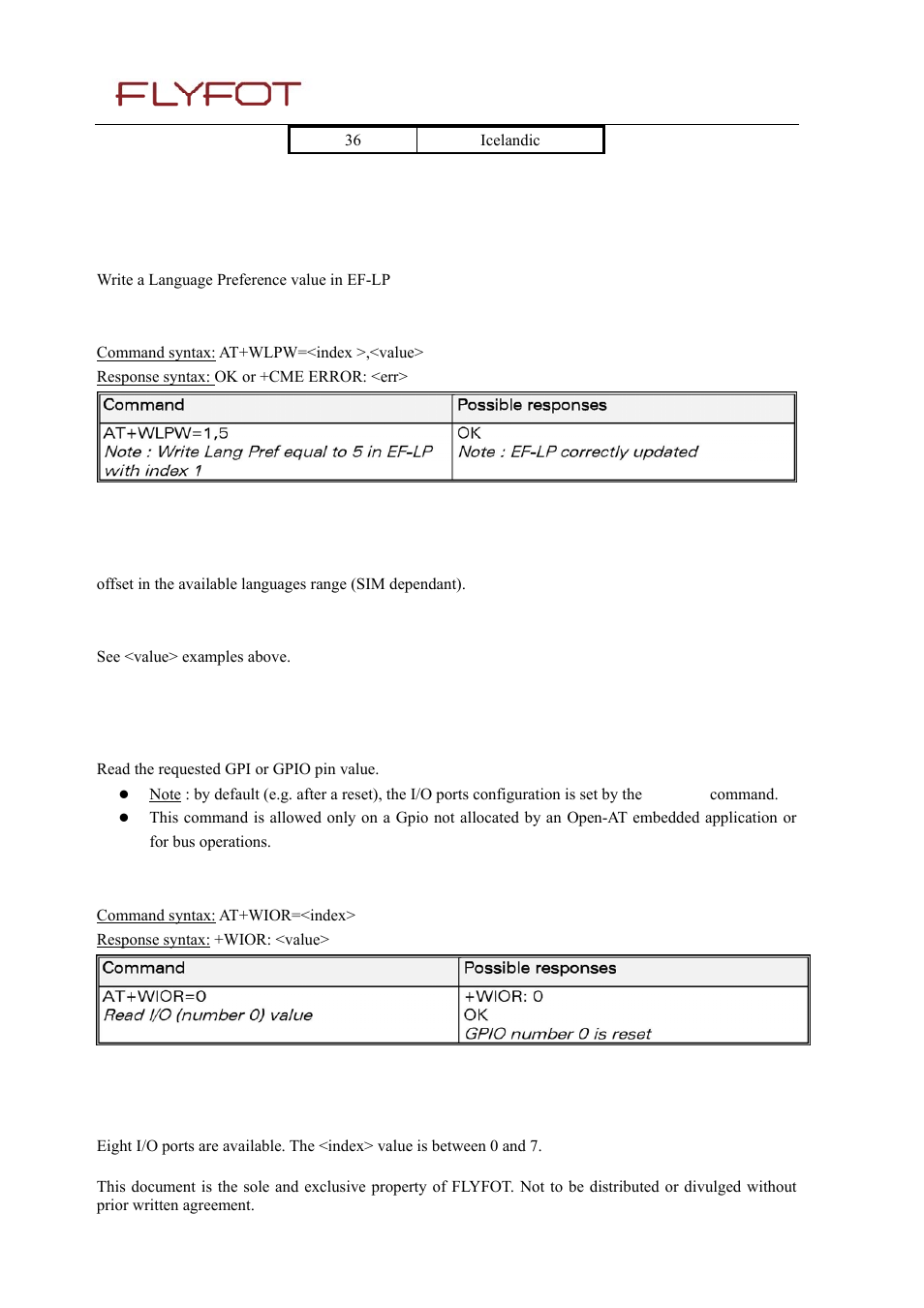 7 write language preference +wlpw, 1 description, 2 syntax | 3 defined values, 8 read gpio value +wior, Write language preference +wlpw, Read gpio value +wior | Rainbow Electronics 900 User Manual | Page 178 / 239
