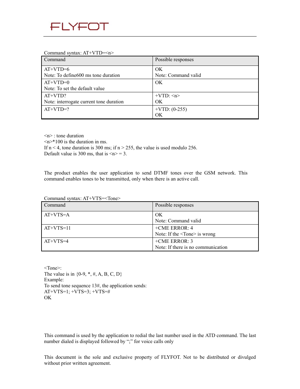 2 +vtd syntax, 3 defined values, 4 +vts description | 5 +vts syntax, 6 defined values, 7 redial last telephone number atdl, 1 description, 7 redial, Last, Telephone number atdl | Rainbow Electronics 900 User Manual | Page 30 / 239