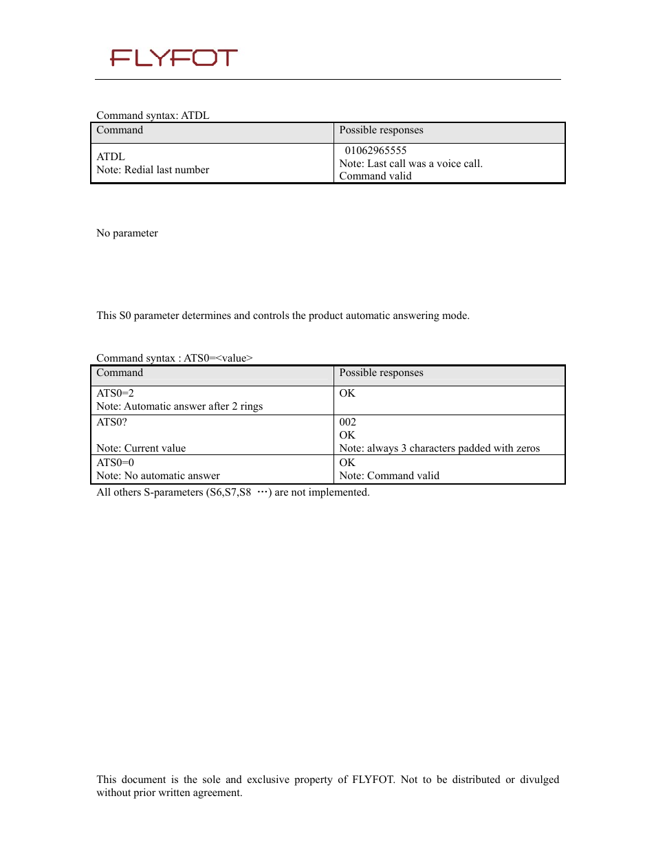 2 syntax, 3 defined values, 8 automatic answer ats0 | 1 description, 8 automatic, Answer, Ats0 | Rainbow Electronics 900 User Manual | Page 31 / 239