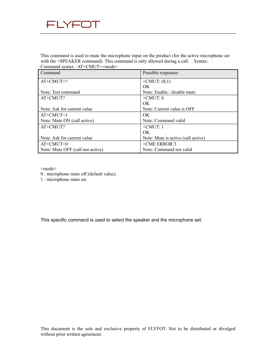 10 microphone mute control +cmut, 1 description, 2 defined values | 11 speaker & microphone selection +speaker, 10 microphone, Mute control +cmut, Speaker & microphone selection +speaker | Rainbow Electronics 900 User Manual | Page 33 / 239