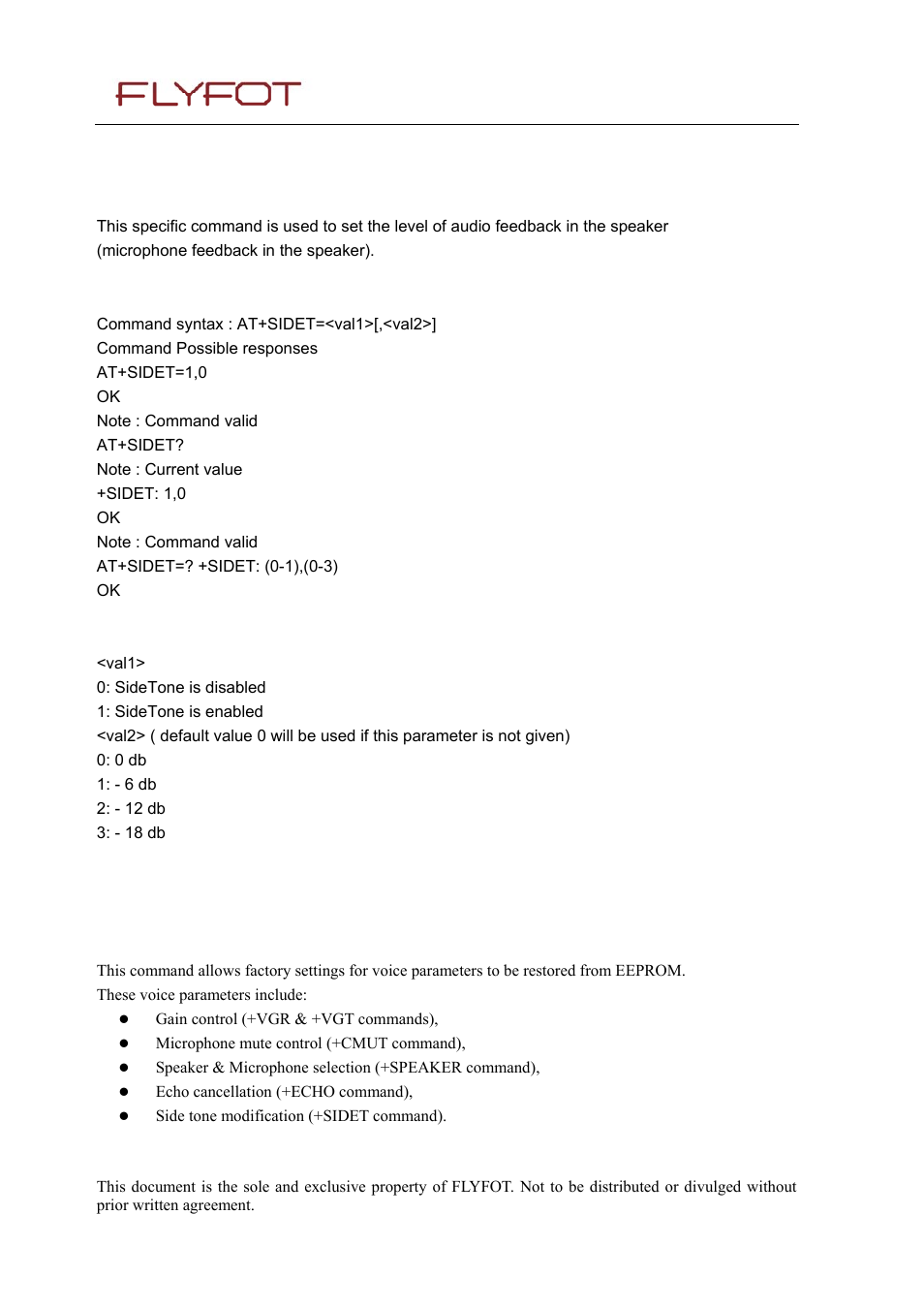 13 sidetone modification +sidet, 1 description, 2 syntax | 3 defined values, 14 initialize voice parameters +vip, 13 sidetone, Modification, Sidet, 14 initialize, Voice | Rainbow Electronics 900 User Manual | Page 36 / 239