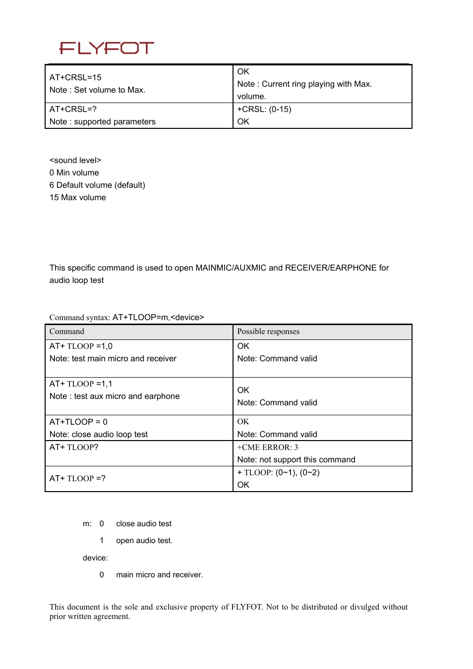 3 defined values, 17 audio loop test +tloop, 1 description | 2 syntax, 17 audio, Loop, Test +tloop | Rainbow Electronics 900 User Manual | Page 39 / 239