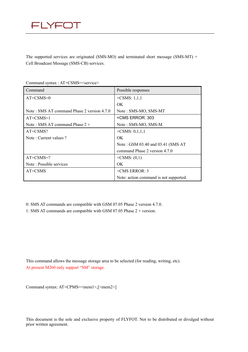 2 select message service +csms, 1 description, 2 syntax | 3 defined values, 3 preferred message storage +cpms, Select message service +csms, Preferred message storage +cpms | Rainbow Electronics 900 User Manual | Page 71 / 239