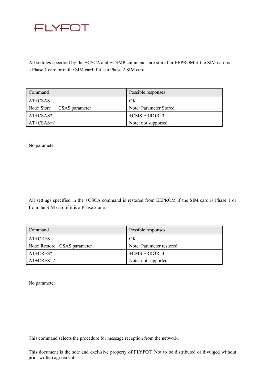 4 save settings +csas, 1 description, 2 syntax | 3 defined values, 5 restore settings +cres, 6 new message indication +cnmi, 4 save, Settings, Csas, 5 restore | Rainbow Electronics 900 User Manual | Page 73 / 239