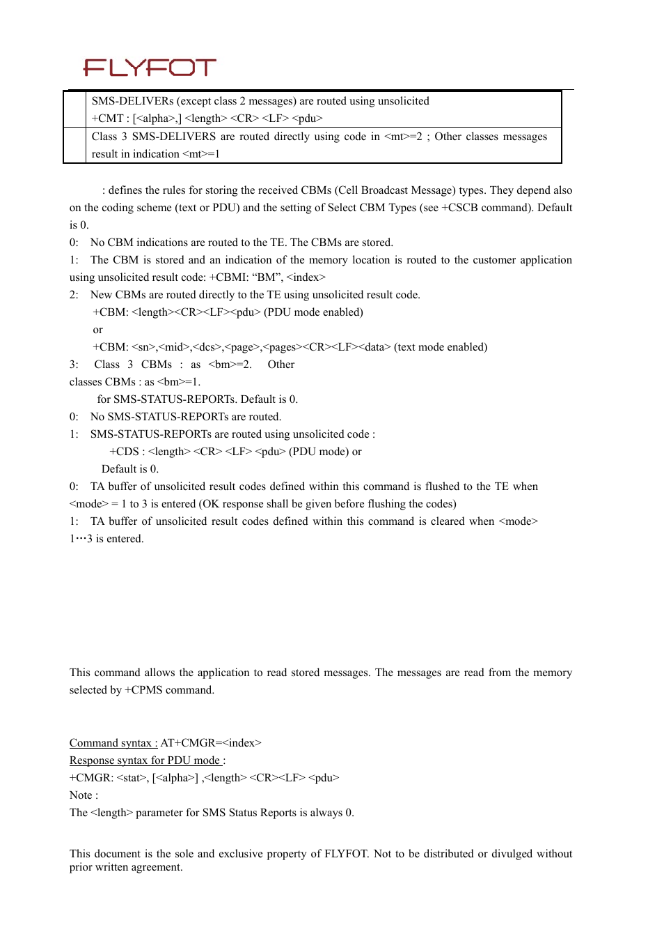 7 read message +cmgr, 1 description, 2 syntax | Read message +cmgr | Rainbow Electronics 900 User Manual | Page 75 / 239