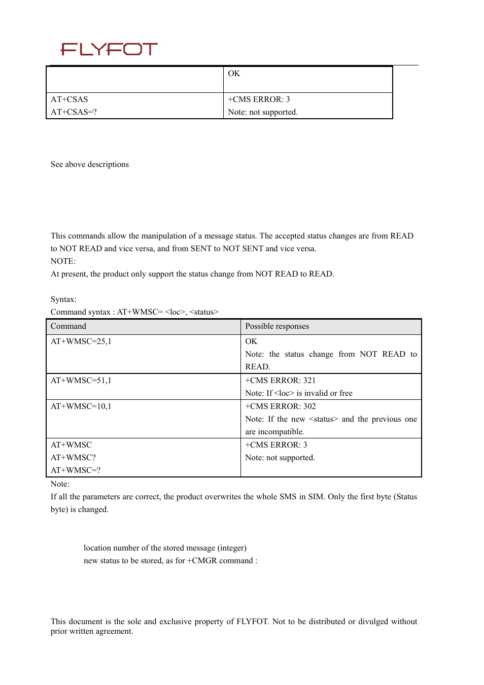 3 defined values, 14 message status modification +wmsc, 1 description | 2 defined values, 14 message, Status, Modification +wmsc | Rainbow Electronics 900 User Manual | Page 82 / 239