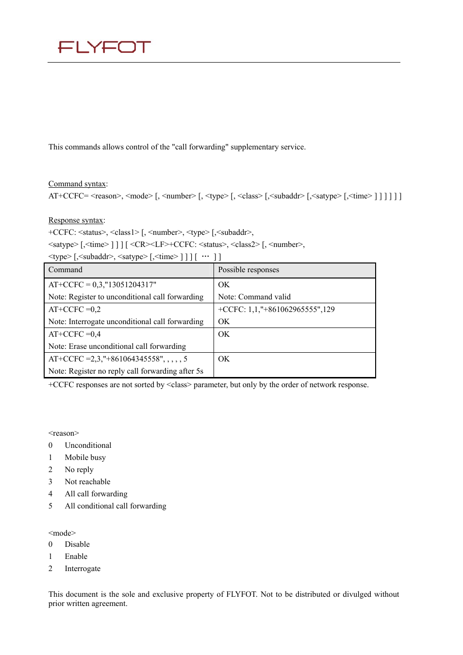 10 supplementary services commands, 1 call forwarding +ccfc, 1 description | 2 syntax, 3 defined values, 10 supplementary, Services, Commands, 1 call, Forwarding +ccfc | Rainbow Electronics 900 User Manual | Page 91 / 239