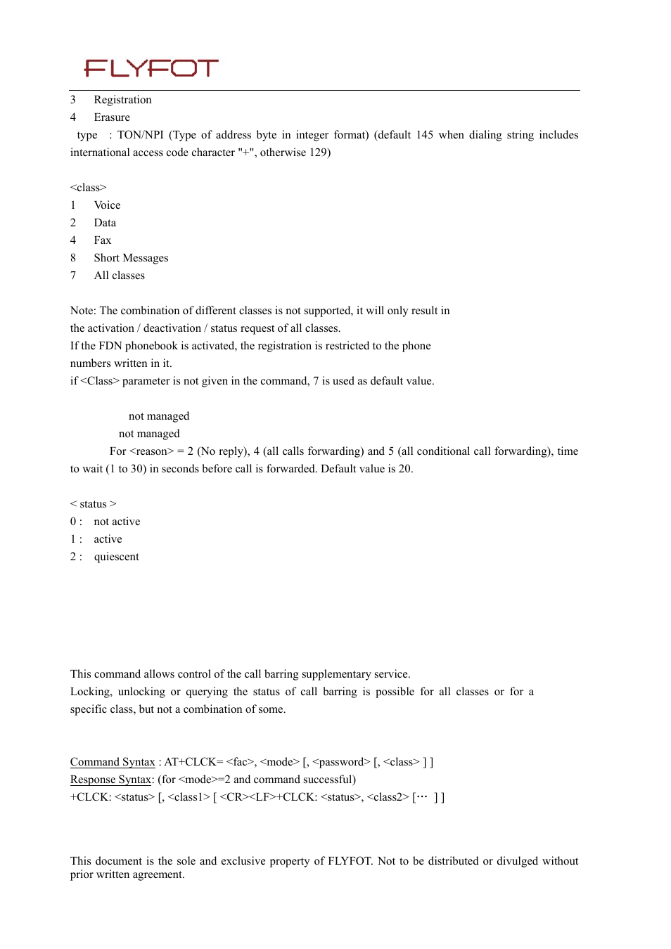 2 call barring +clck, 1 description, 2 syntax | 2 call, Barring, Clck | Rainbow Electronics 900 User Manual | Page 92 / 239