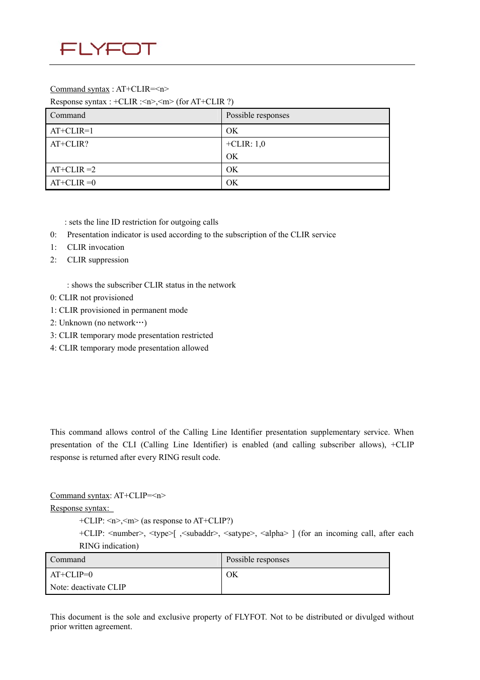 2 syntax, 3 defined values, 6 calling line identification presentation +clip | 1 description, Calling line identification presentation +clip | Rainbow Electronics 900 User Manual | Page 96 / 239