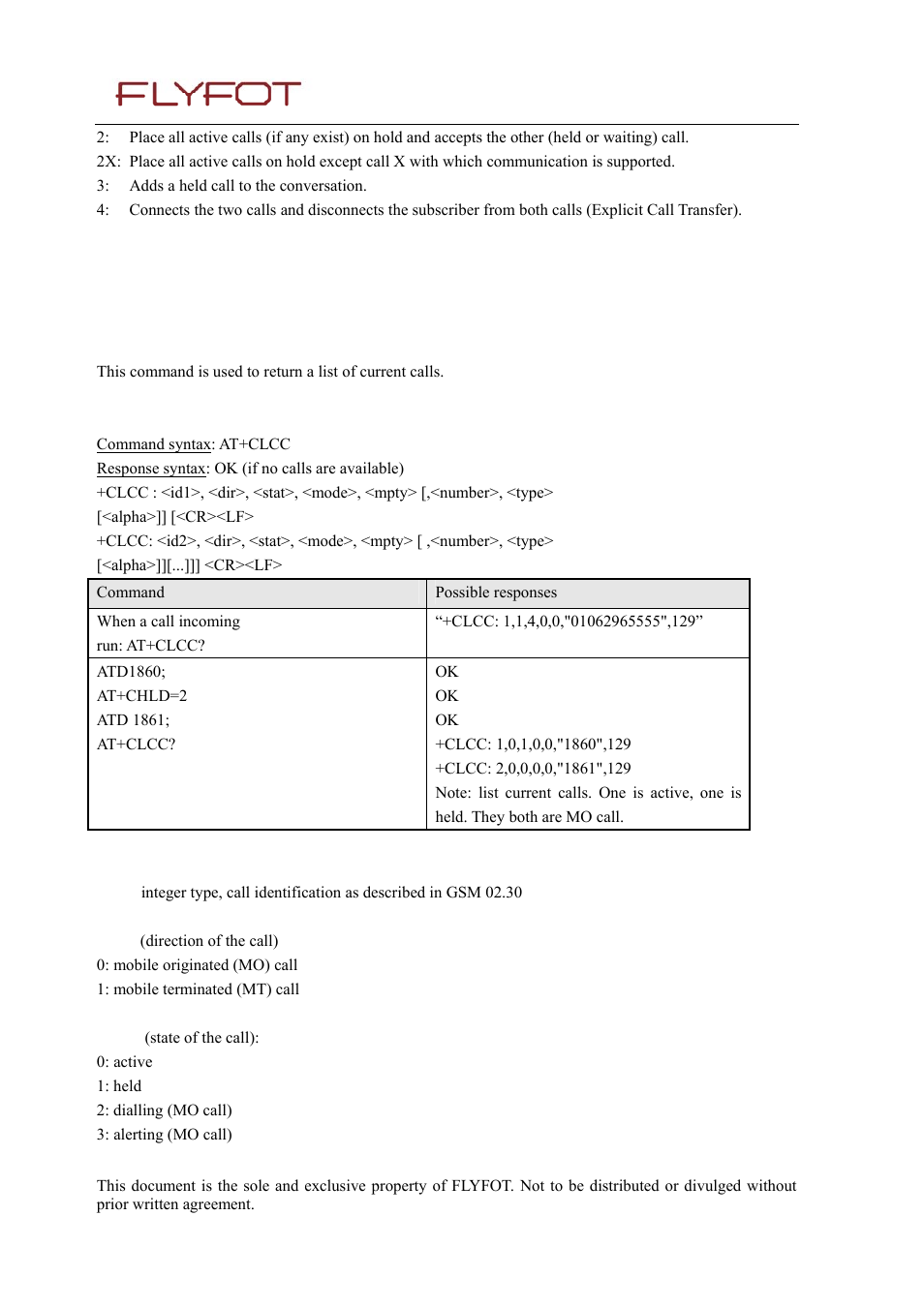 9 list current calls +clcc, 1 description, 2 syntax | 3 defined values, List current calls +clcc | Rainbow Electronics 900 User Manual | Page 99 / 239