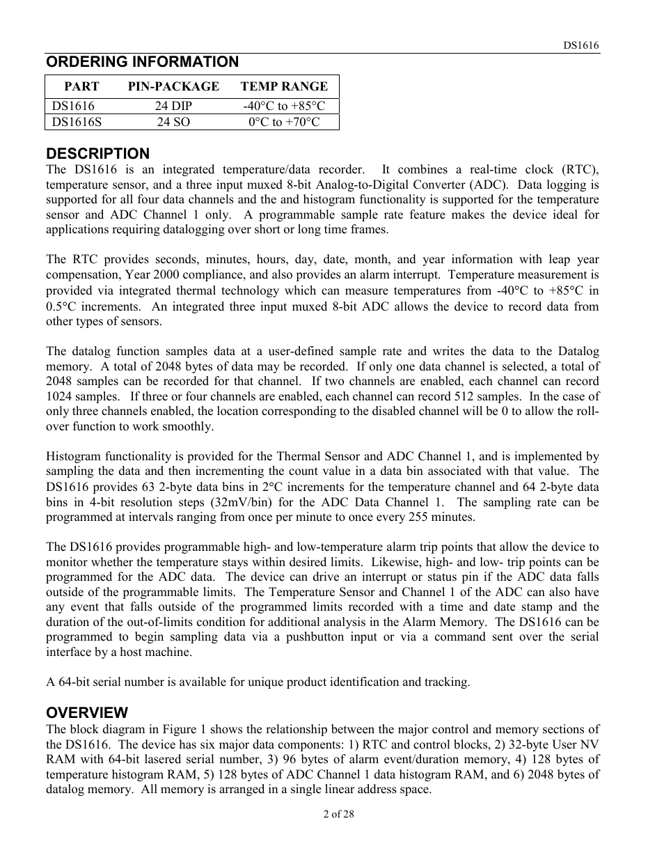 Rainbow Electronics DS1616 User Manual | Page 2 / 28