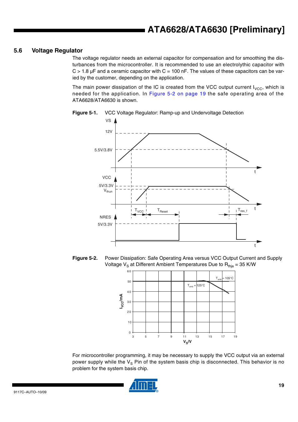6 voltage regulator, At different ambient temperatures due to r | Rainbow Electronics ATA6630 User Manual | Page 19 / 34