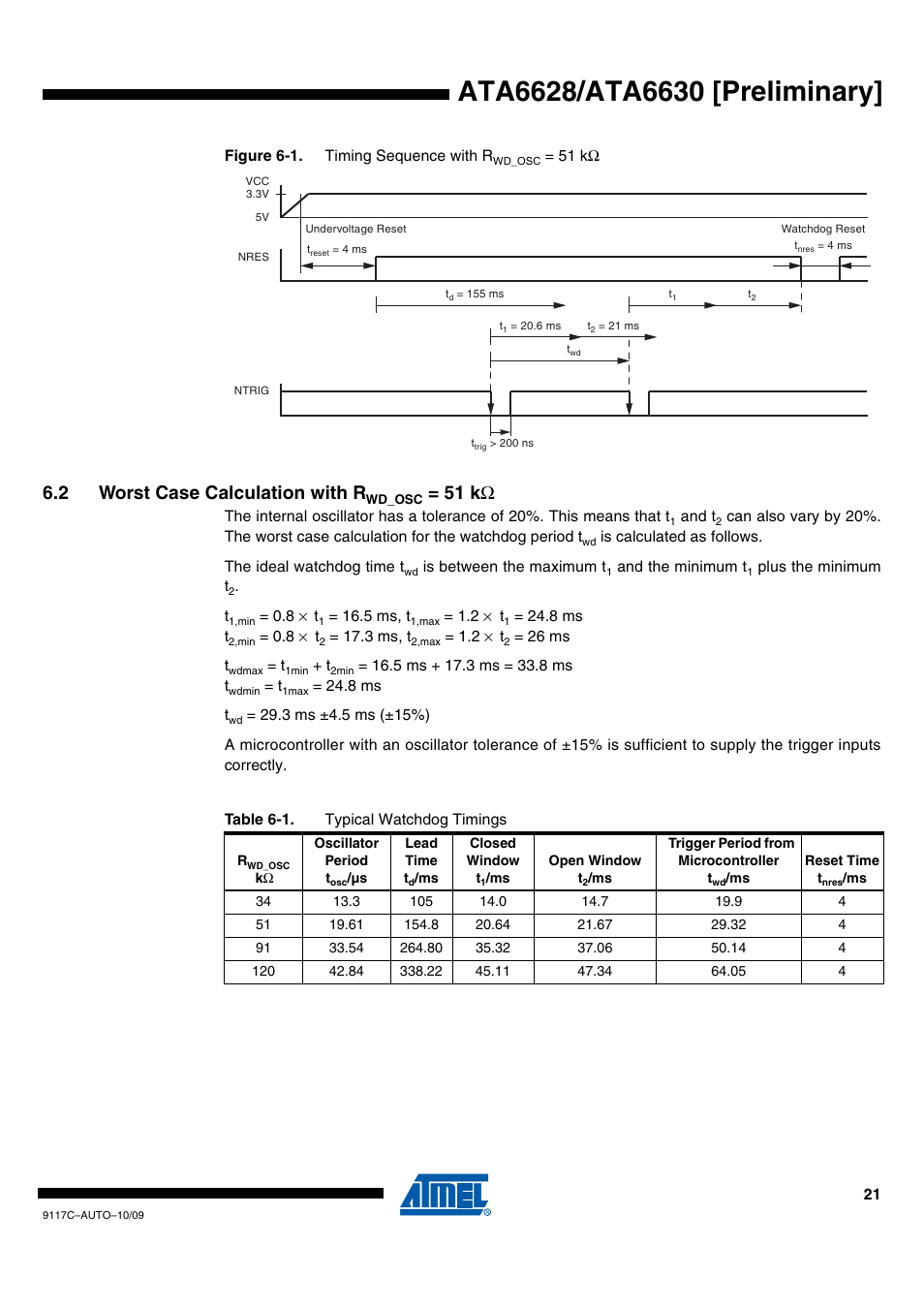2 worst case calculation with rwd_osc = 51 kw, 2 worst case calculation with r, 51 k ω | Rainbow Electronics ATA6630 User Manual | Page 21 / 34