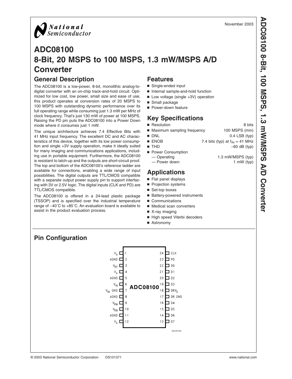 Rainbow Electronics ADC08100 User Manual | 19 pages