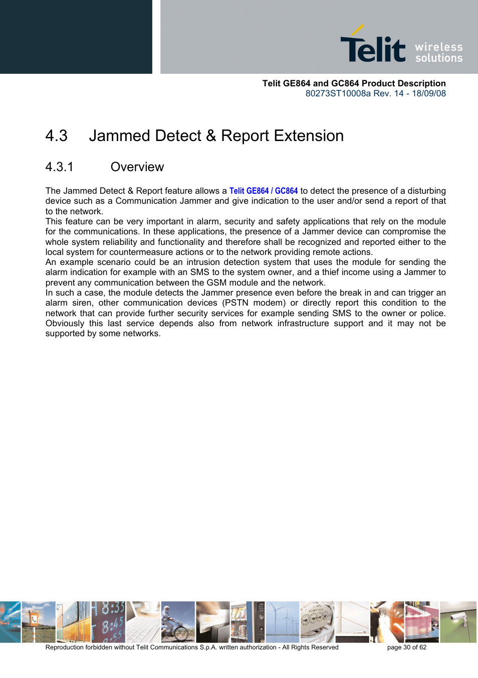 3 jammed detect & report extension, 1 overview | Rainbow Electronics GC864-PY User Manual | Page 30 / 62