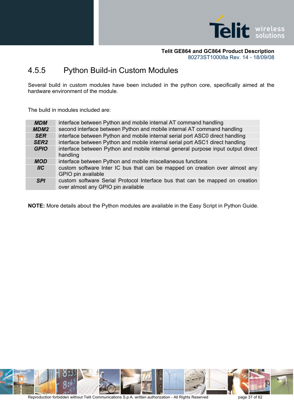 5 python build-in custom modules | Rainbow Electronics GC864-PY User Manual | Page 37 / 62