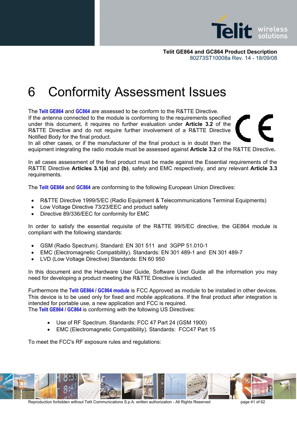 6 conformity assessment issues | Rainbow Electronics GC864-PY User Manual | Page 41 / 62