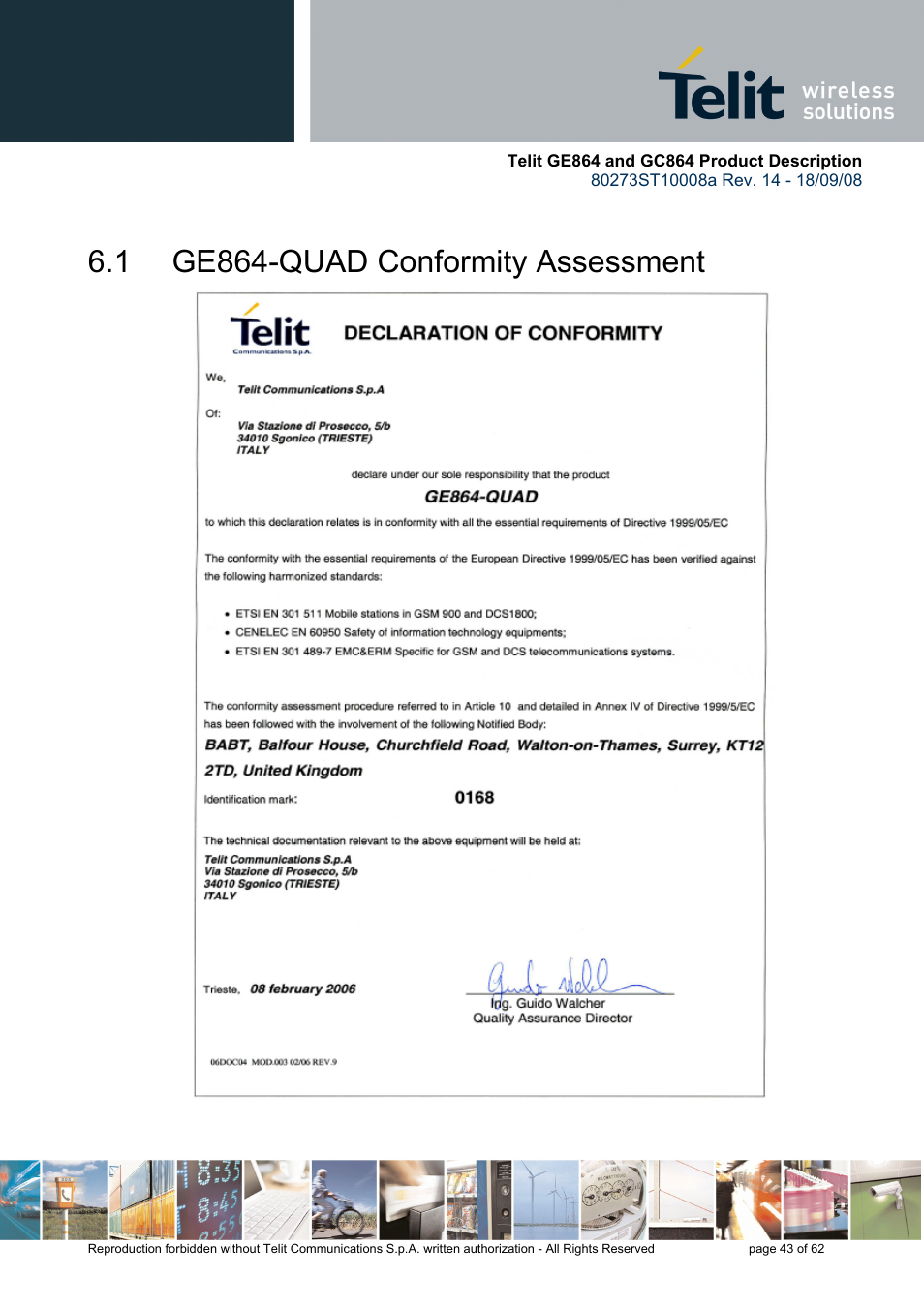 1 ge864-quad conformity assessment | Rainbow Electronics GC864-PY User Manual | Page 43 / 62