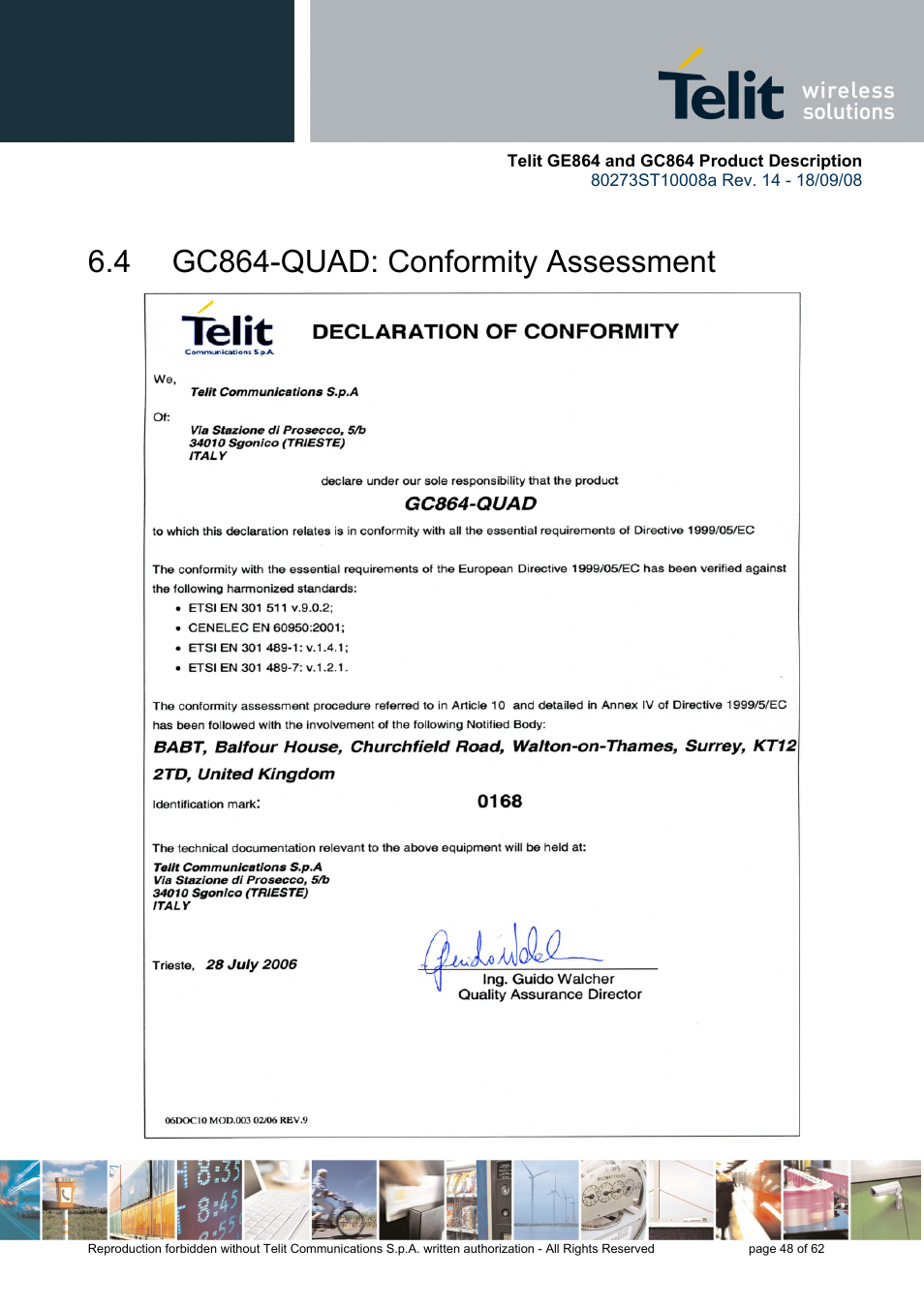 4 gc864-quad: conformity assessment | Rainbow Electronics GC864-PY User Manual | Page 48 / 62