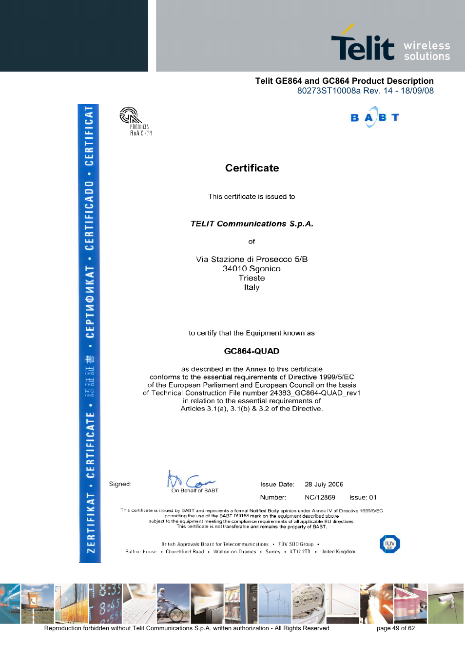 Rainbow Electronics GC864-PY User Manual | Page 49 / 62