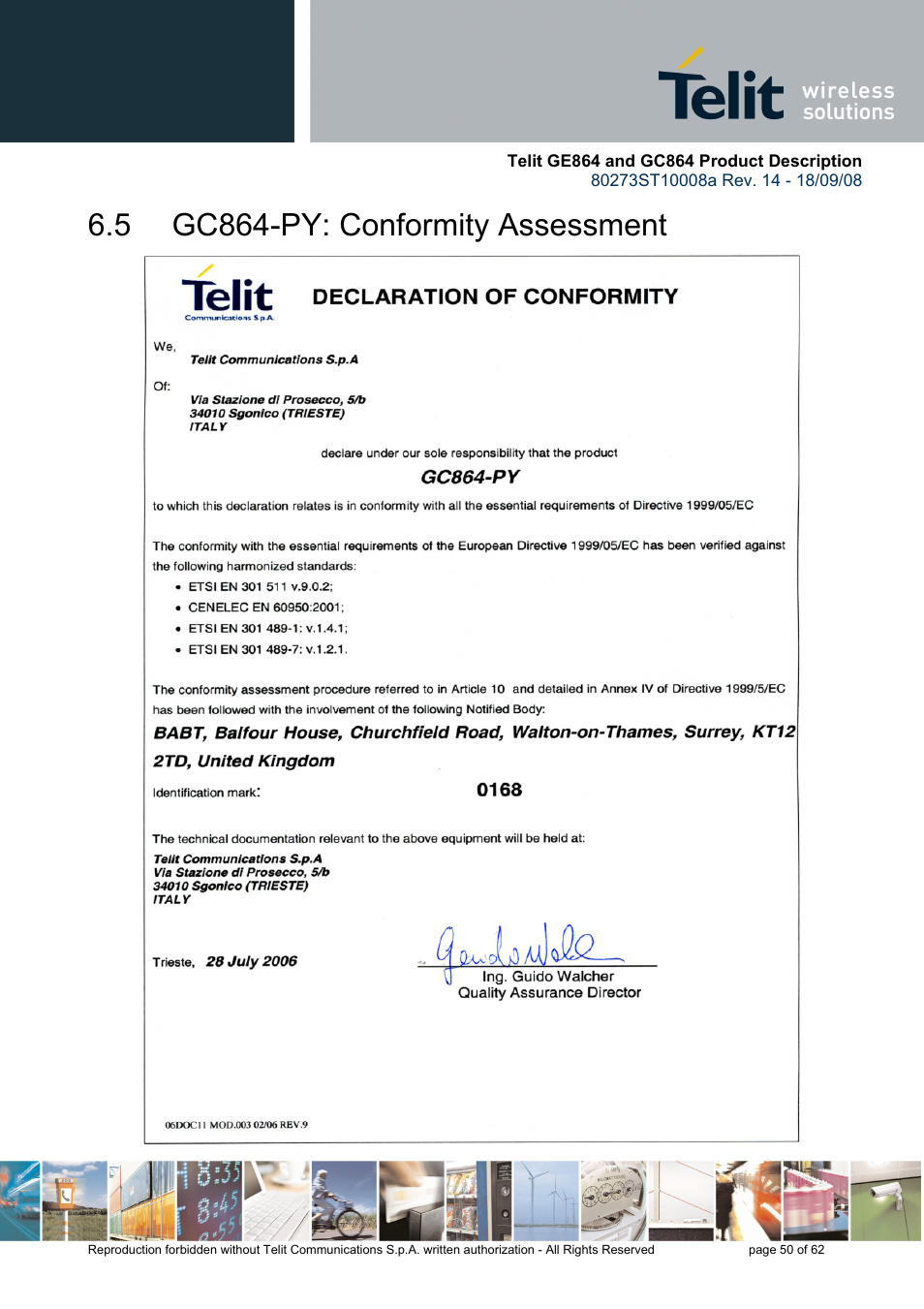 5 gc864-py: conformity assessment | Rainbow Electronics GC864-PY User Manual | Page 50 / 62