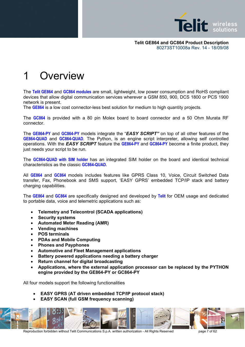 1 overview | Rainbow Electronics GC864-PY User Manual | Page 7 / 62