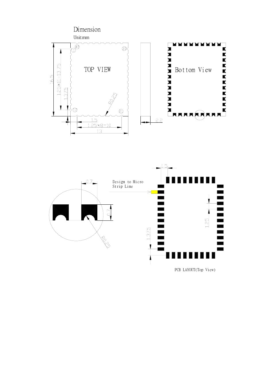 Dimension, Top view bottom view | Rainbow Electronics BTM -35х User Manual | Page 5 / 6