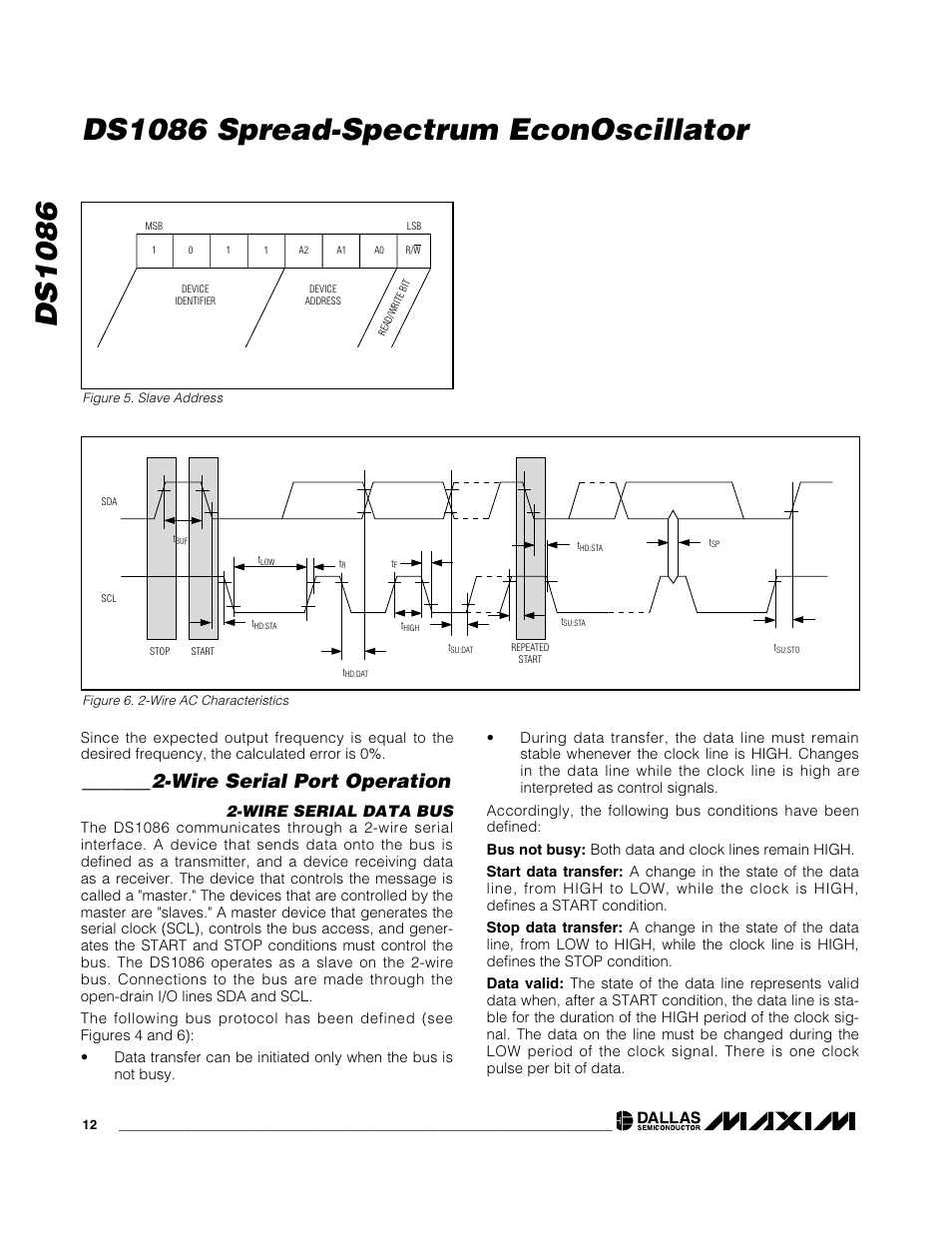 Wire serial port operation, Wire serial data bus | Rainbow Electronics DS1086L User Manual | Page 12 / 14
