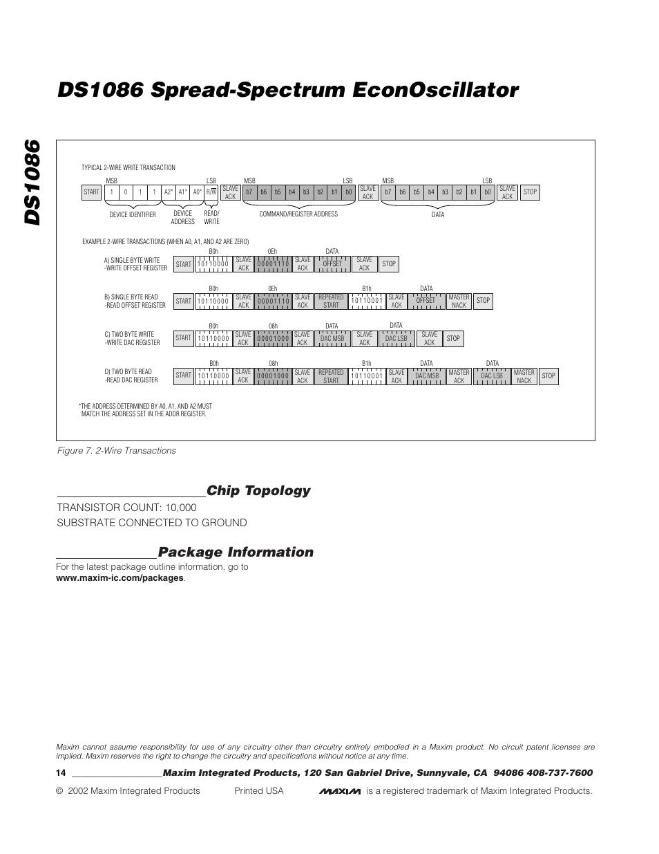 Chip topology, Package information | Rainbow Electronics DS1086L User Manual | Page 14 / 14