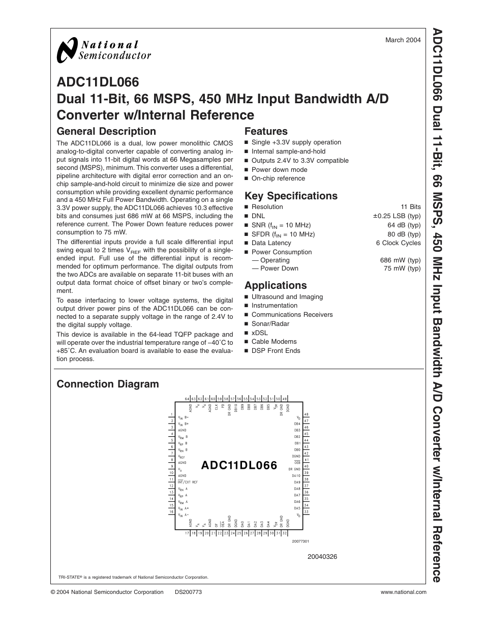 Rainbow Electronics ADC11DL066 User Manual | 23 pages