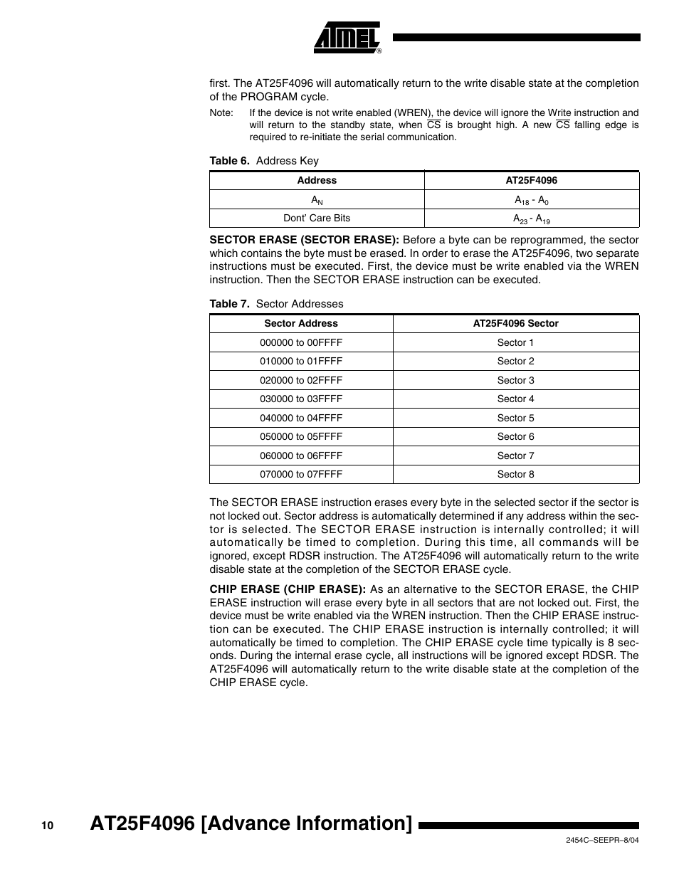 Rainbow Electronics AT25F4096 User Manual | Page 10 / 17