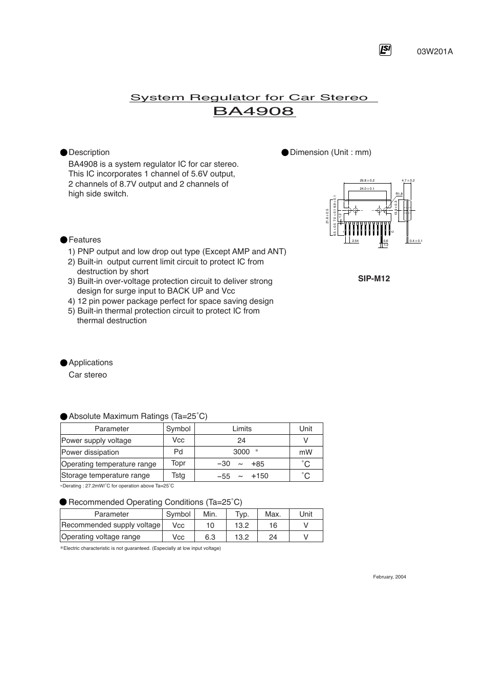 Rainbow Electronics BA4908 User Manual | 2 pages