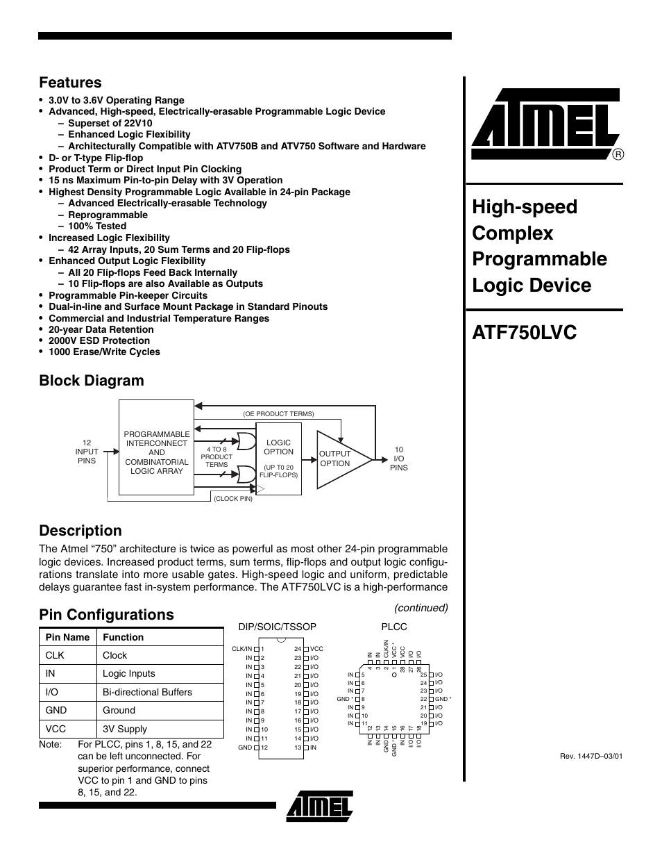 Rainbow Electronics ATF750LVC User Manual | 14 pages