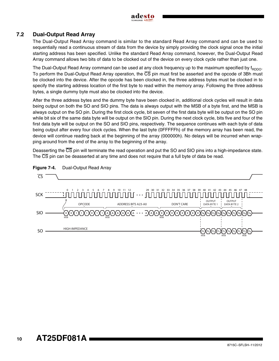 2 dual-output read array | Rainbow Electronics AT25DF081A User Manual | Page 10 / 53