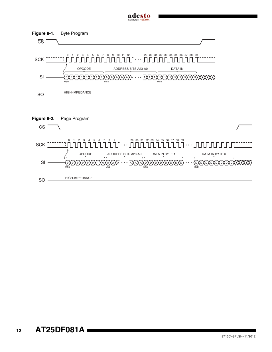 Sck cs si so | Rainbow Electronics AT25DF081A User Manual | Page 12 / 53