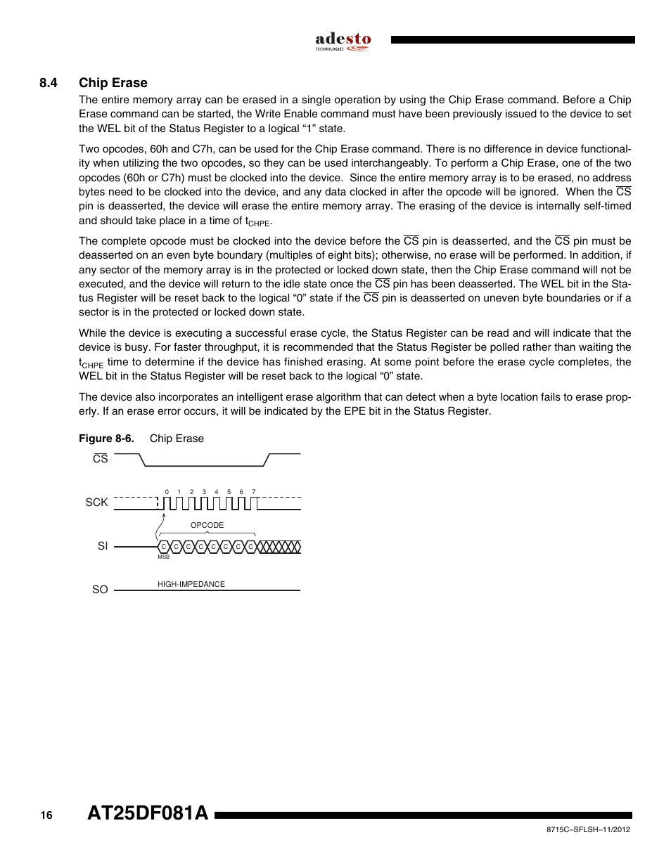 4 chip erase | Rainbow Electronics AT25DF081A User Manual | Page 16 / 53