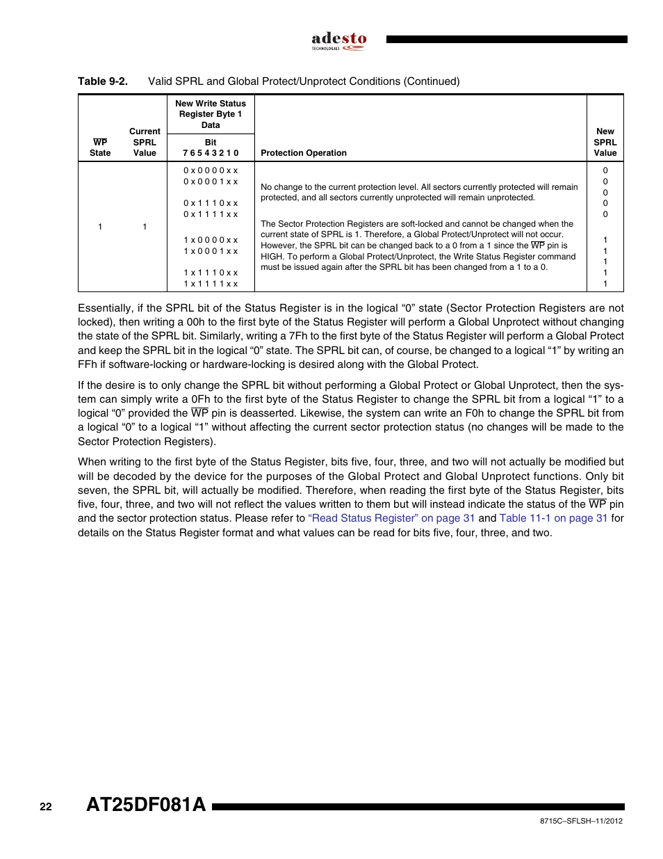 Rainbow Electronics AT25DF081A User Manual | Page 22 / 53