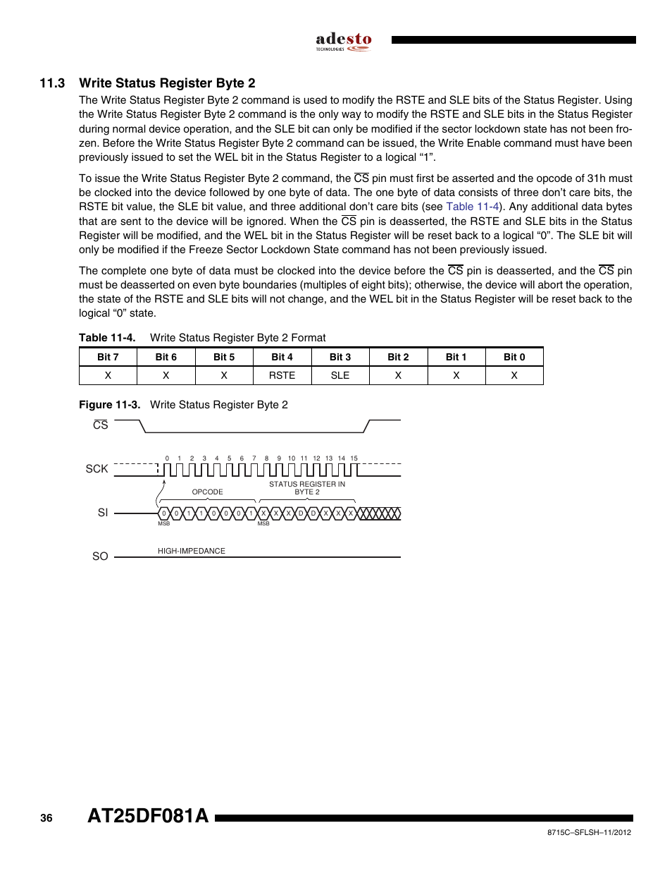 3 write status register byte 2 | Rainbow Electronics AT25DF081A User Manual | Page 36 / 53
